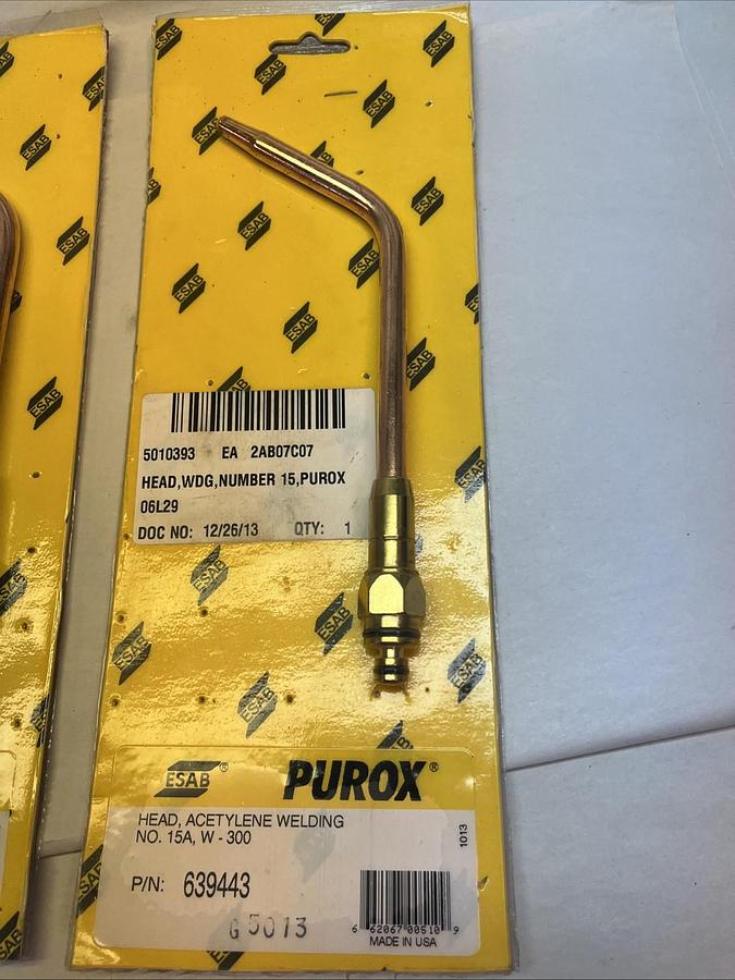Used ESAB,639443,ACETYLENE WELDING TORCH TIP PUROX W-300 #15 LOT OF 2