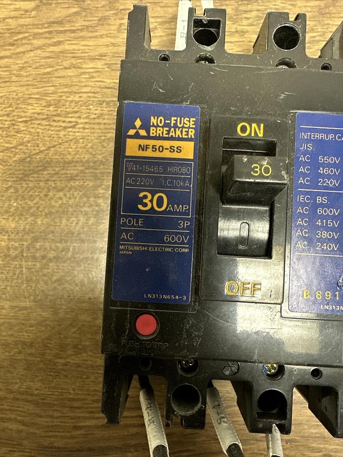 Used Mitsubishi,NF50-SS,30 Amp 3 Pole Circuit Breaker
