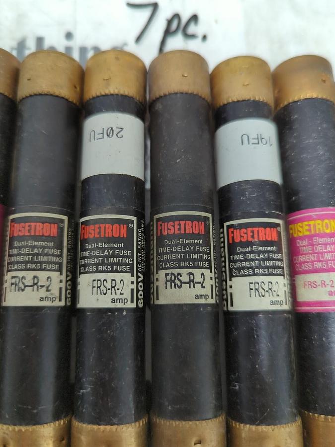 COOPER BUSSMANN,FRS-R-2,FUSETRON 2 AMP FUSES LOT OF 7 NOS