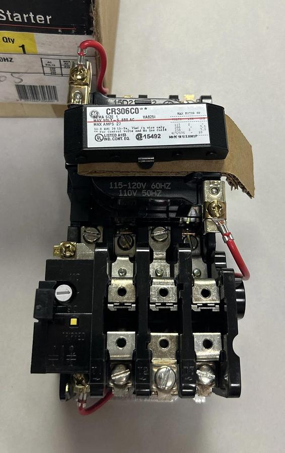 GENERAL ELECTRIC,CR306C002,MAGNETIC STARTER SIZE 1 27A 600V 3P NEW