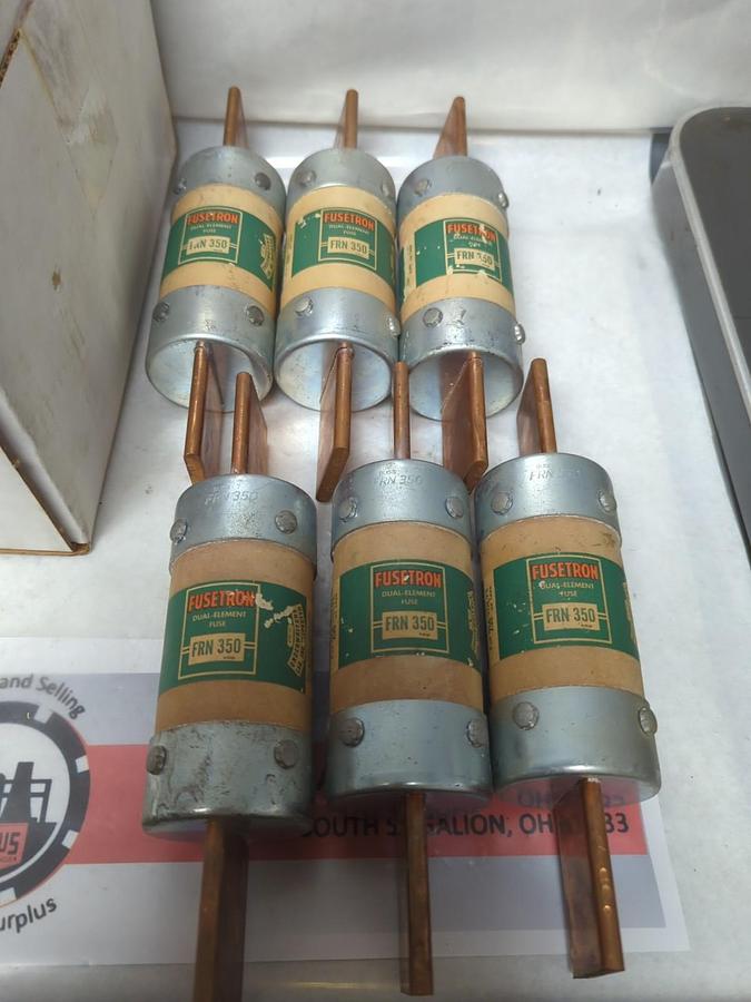 Used COOPER BUSSNMANN,FRN-350,FUSETRON 350 AMP FUSE LOT OF 6 PRE-OWNED
