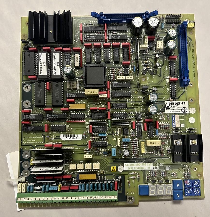Used SIEMENS,A1-106-100-502,MAIN CONTROL BOARD REFURBISHED