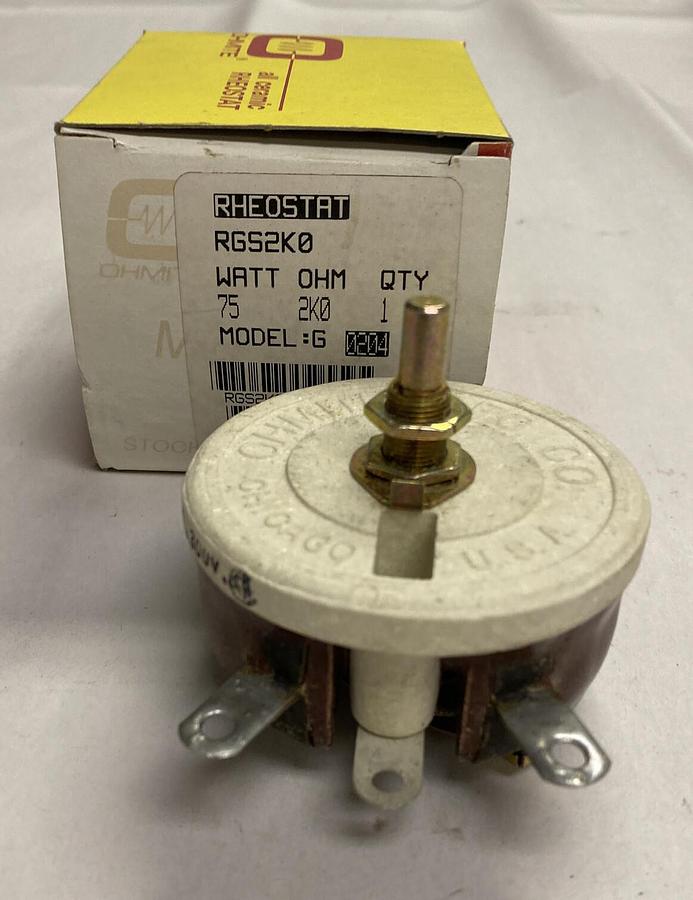 OHMITE,RGS2K0E,RHEOSTAT 75 WATT 2K0 OHM NOS