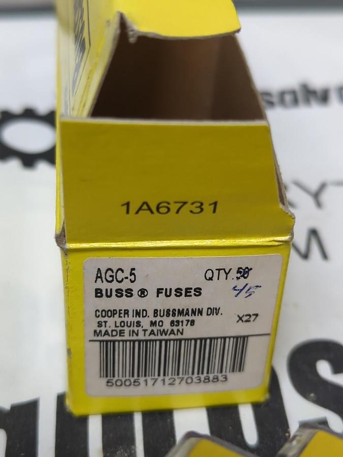 COOPER BUSSMANN,AGC-5,GLASS TUBE FUSES BOX OF 45 NEW