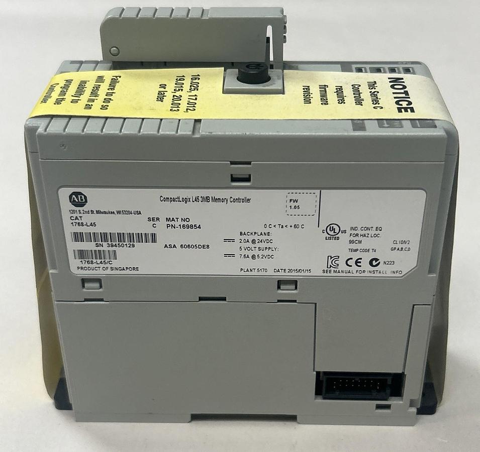 ALLEN BRADLEY,1768-L45,SER C COMPACTLOGIX L45 EMB MEMORY CONTROLLER NOS