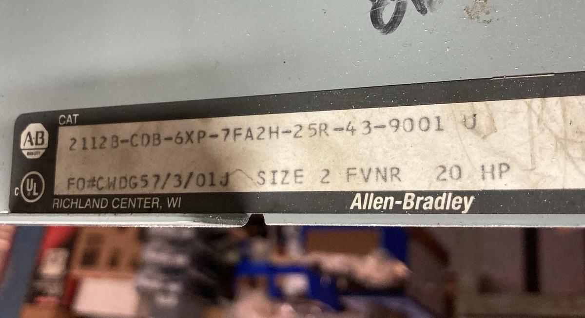 Used Allen-Bradley,2100 2112B,Size 2 Fused MCC 12 INCH Starter Feeder Bucket