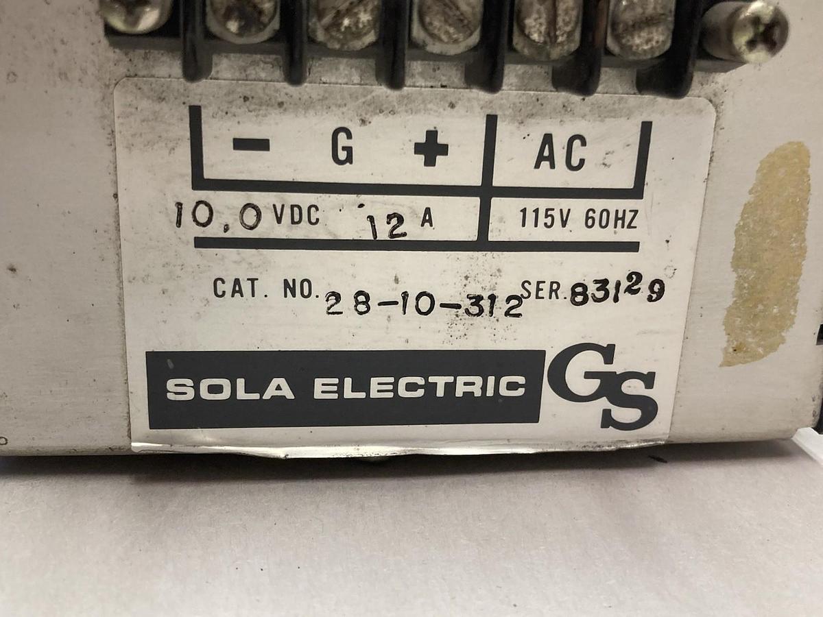 Used Sola Electric,28-10-312,Power Supply 115V 60Hz 10VDC 12A