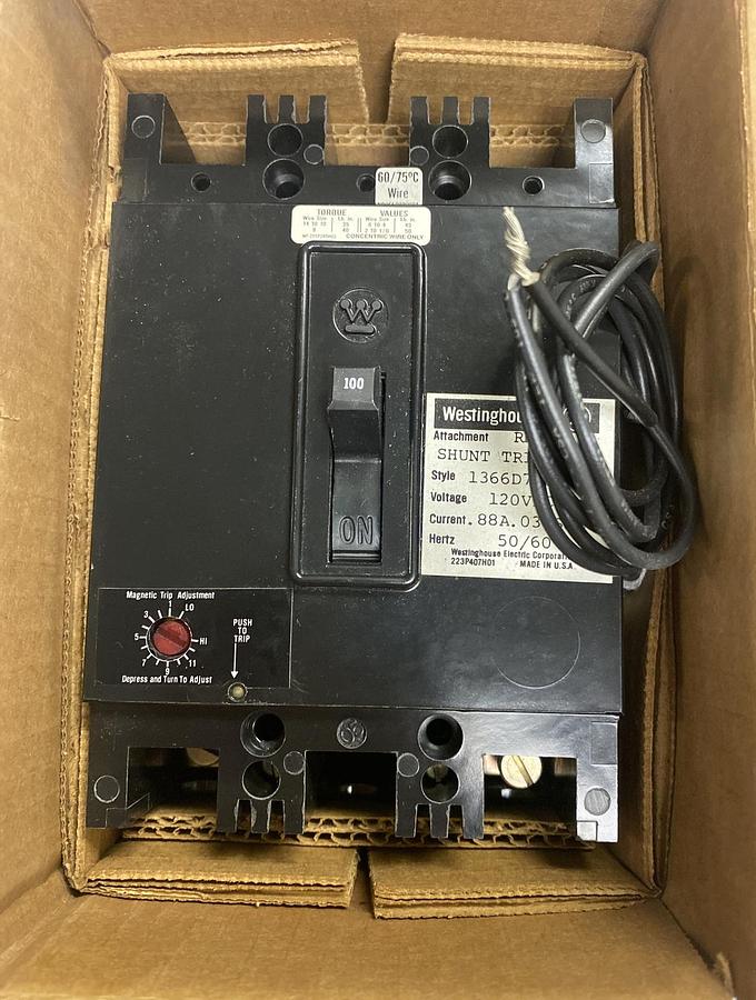 WESTINGHOUSE,1366D72G09,SHUNT TRIP 100Amp 600V NOS