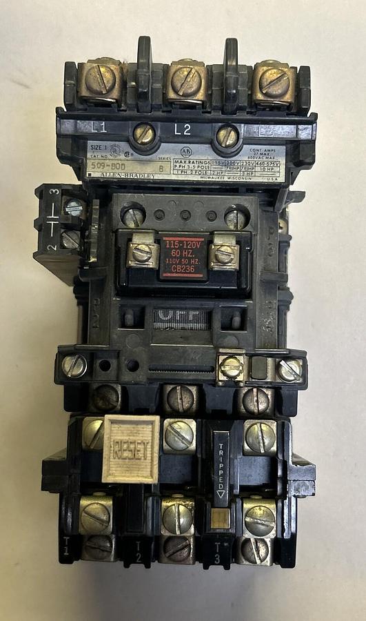 Used ALLEN BRADLEY,509-BOD,NON REVERSING STARTER SIZE 1 27AMP 600V