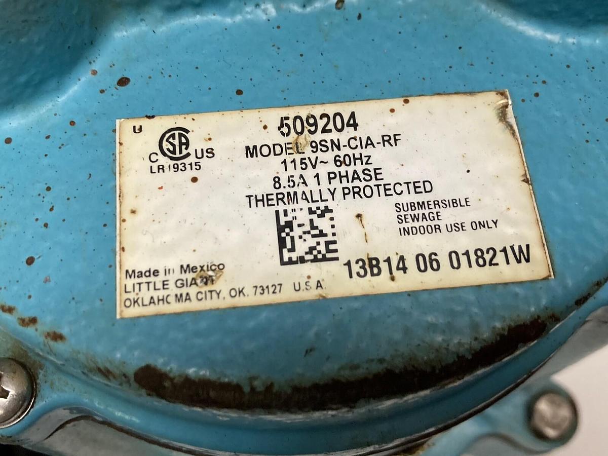 Used Little Giant,509204,Model 9SN-CIA-RF Submersible Effluent Pump