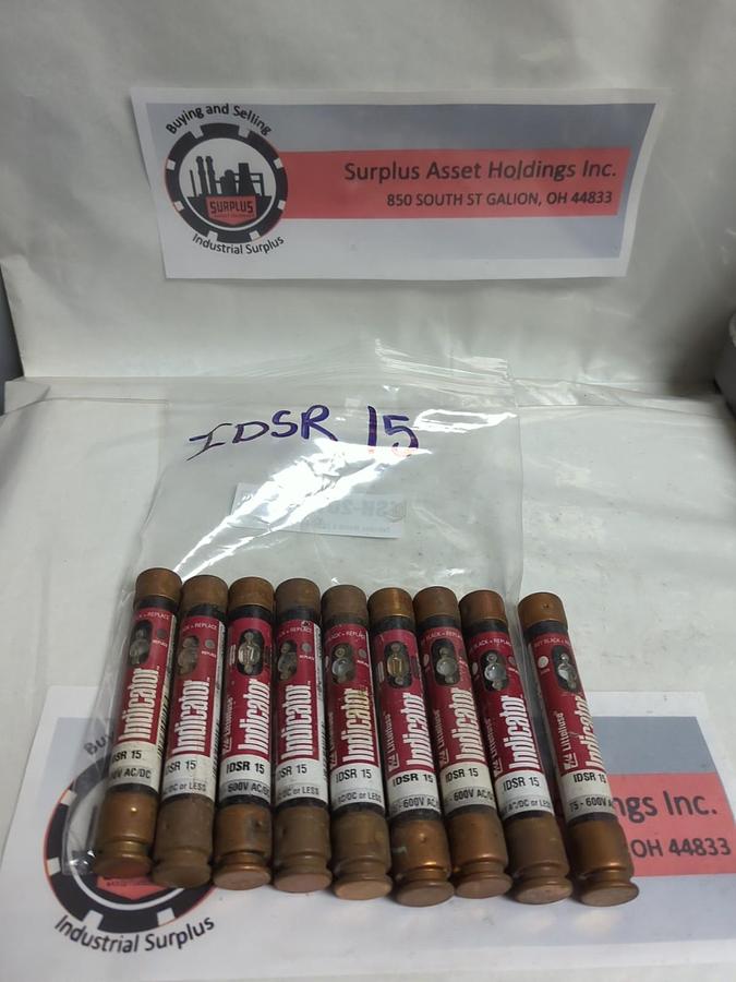 Used LITTELFUSE,IDSR15,INDICATOR 15 AMP FUSE LOT OF 9 PRE-OWNED