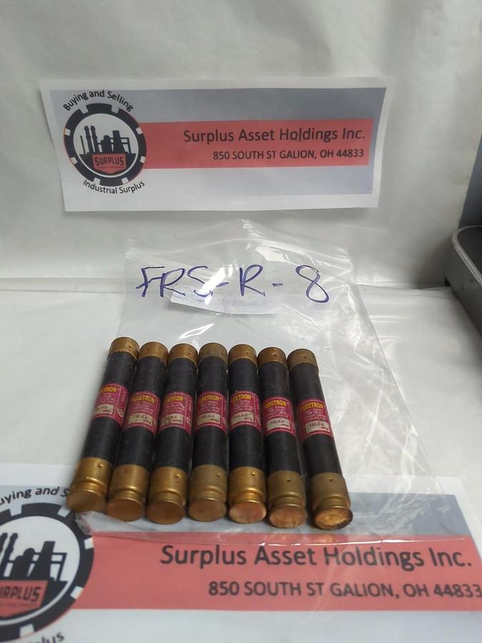 Used COOPER BUSSMANN,FRS-R-8,FUSETRON 8 AMP FUSE LOT OF 7 PRE-OWNED