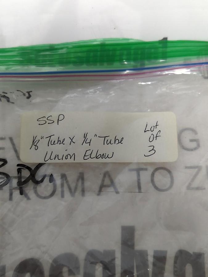 SSP DUOLOK,NA,1/8 IN TUBE X 1/4 IN TUBE UNION ELBOW LOT OF 3 NOS