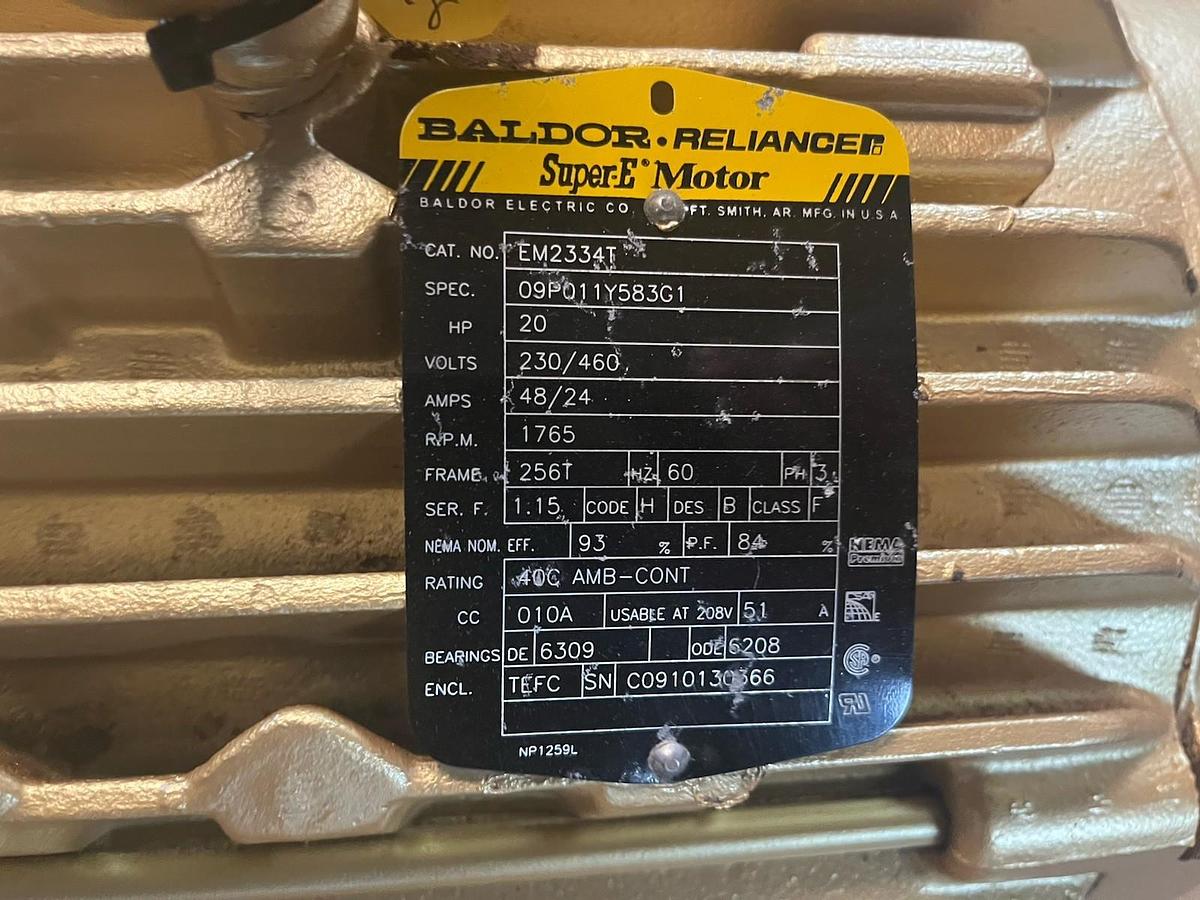 Used BALDOR,EM2334T,SUPER E MOTOR 20HP 1765RPM 230/460V 256T