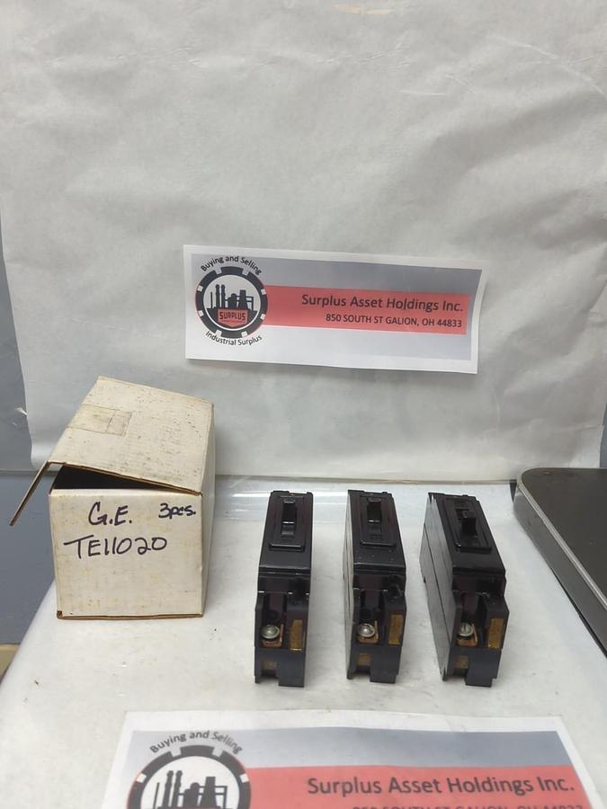 Used GENERAL ELECTRIC,TE11020,CIRCUIT BREAKER 20 AMP 1-POLE LOT OF 3 PRE-OWNED