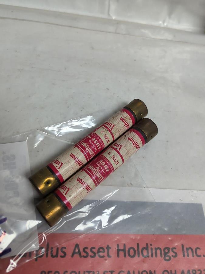 Used COOPER BUSSMANN,KTS3,LIMITRON 3 AMP FUSE LOT OF 2 PRE-OWNED