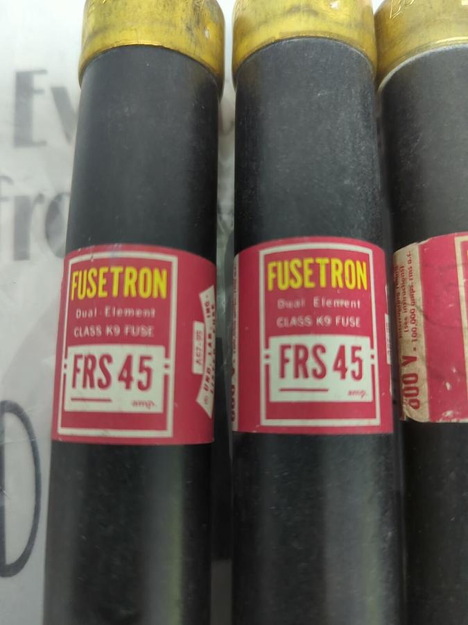 FUSETRON,FRS-45,CLASS K9 FUSE 45 AMP LOT OF 6 NOS