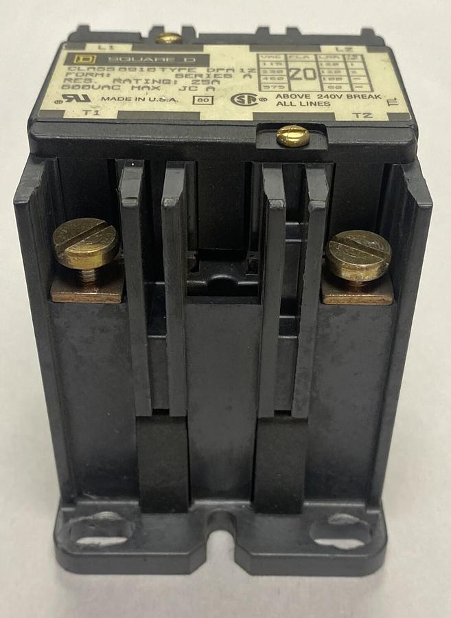 Used Square D,8910DPA1Z,Contactor 25A 600V