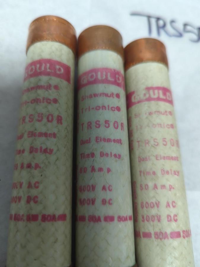 Used GOULD SHAWMUT,TRS50R,TRI-ONIC 50 AMP FUSE LOT OF 3 PRE-OWNED