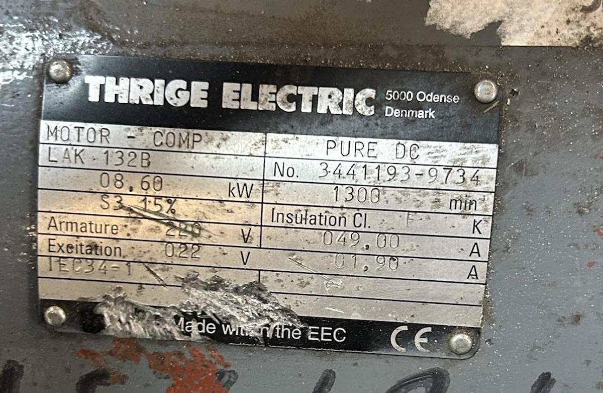 Used THRIGE ELECTRIC,LAK-132B,DC MOTOR 8.6WK 220V 1300RPM