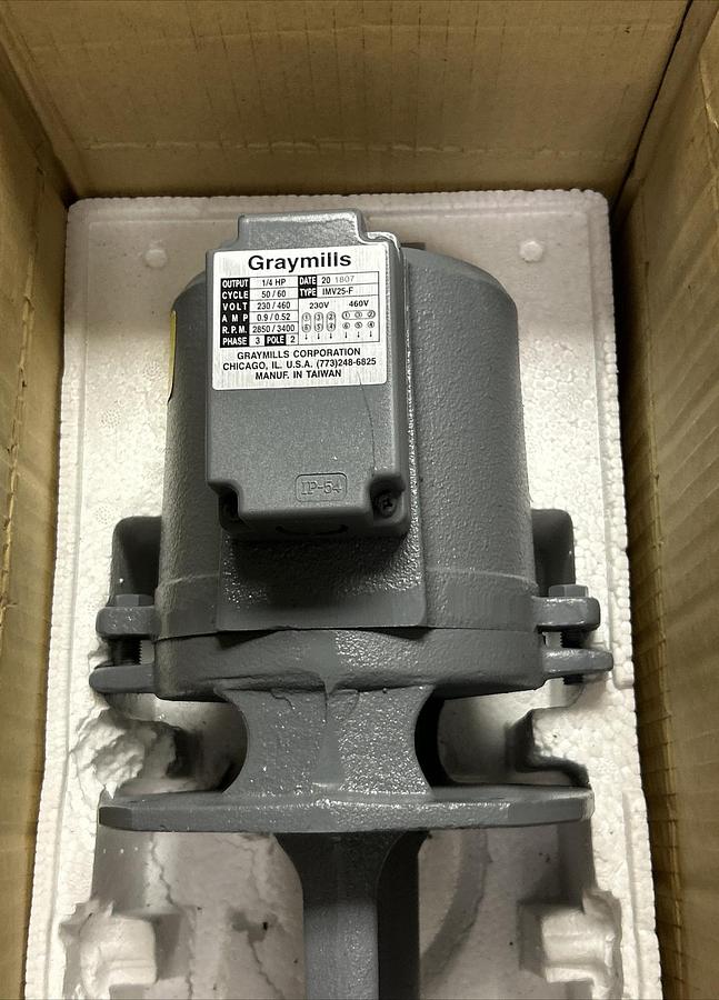 GRAYMILLS,IMV25-F,COOLANT IMMERSION PUMP 1/4HP 230/460V 3PH 2850/3400RPM NEW