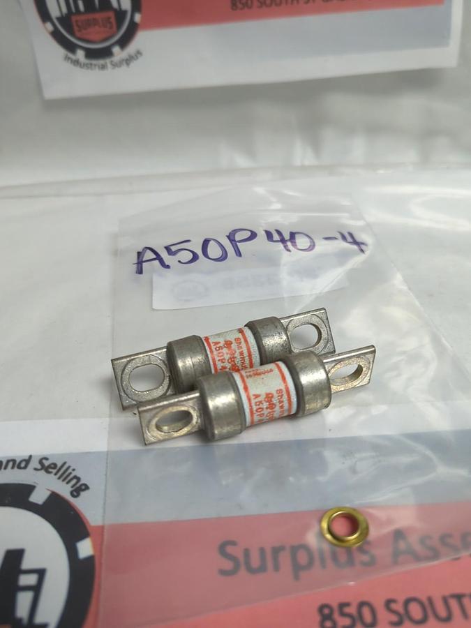 Used GOULD SHAWMUT,A50P40-4,TYPE 4 FUSE 40 AMP LOT OF 2 PRE-OWNED