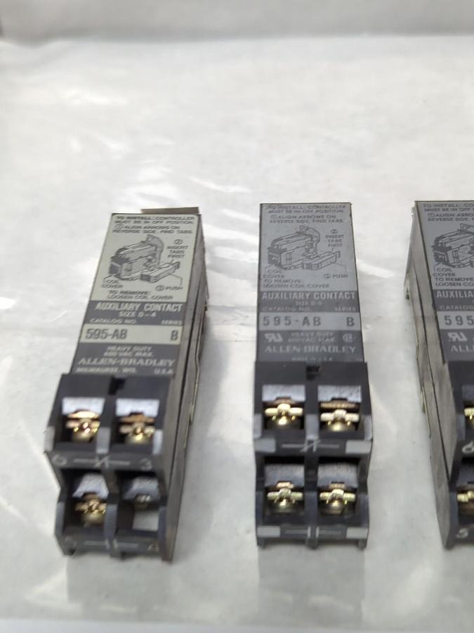 ALLEN BRADLEY,595-AB,SERIES B AUXILIARY CONTACT LOT OF 3 PRE-OWNED