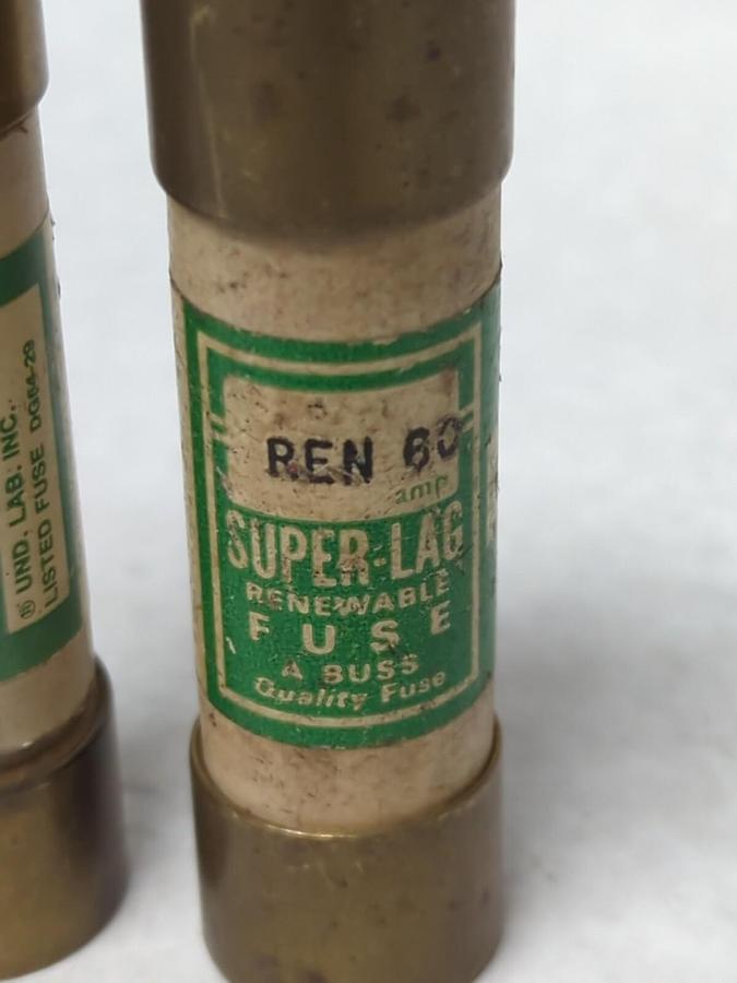Used COOPER BUSSMANN,REN-60,SUPER-LAG 60 AMP LOT OF 2 PRE-OWNED