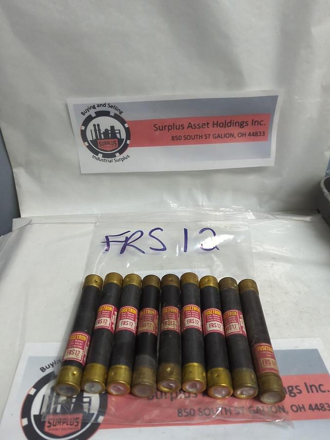 Used COOPER BUSSMANN,FRS-12,FUSETRON 12 AMP FUSE LOT OF 9 PRE-OWNED