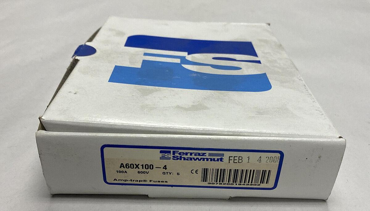 Ferraz Shawmut,A60X100-4,Power Fuse 100A 600VAC Lot Of 5 NOS