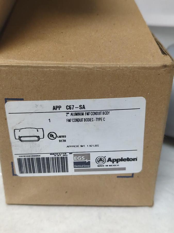 APPLETON,APP-C67-SA,ALUMINUM FW7 CONDUIT BODY NOS