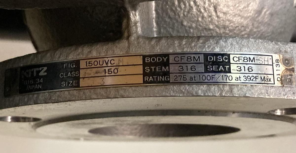 Used Kitz,150UVCM,Stainless Steel Ball Valve Class 150 Body CF8M 316 Stem