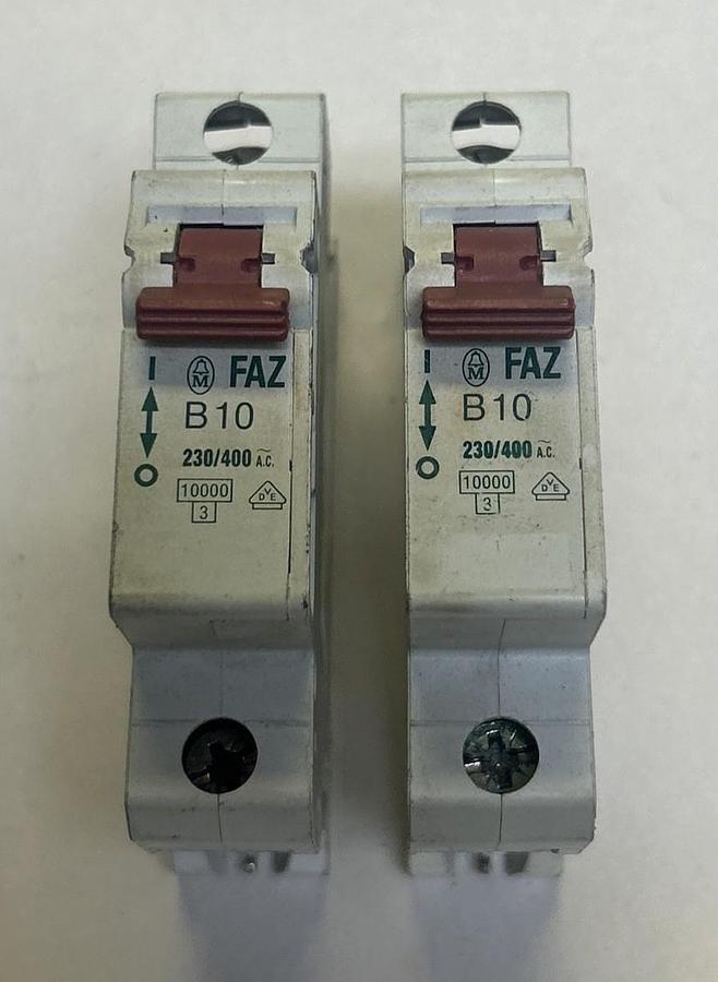 Used KLOCKNER MOELLER,FAZB10,CIRCUIT BREAKER 10A 230/400V 1P LOT OF 2