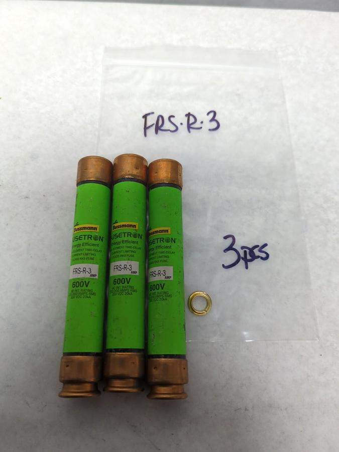 Used COOPER BUSSMANN,FRS-R-3,FUSETRON 3 AMP FUSE LOT OF 3 PRE-OWNED