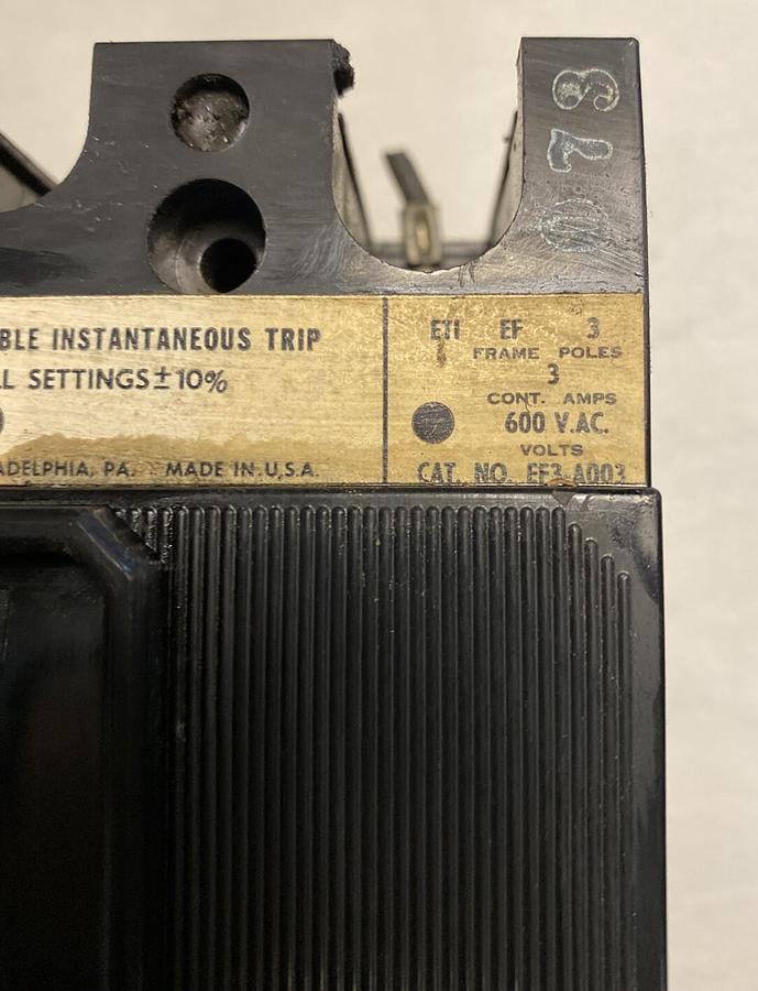 Used Allen-Bradley,EF3-A003,Circuit Breaker 3A 600V 3 Poles