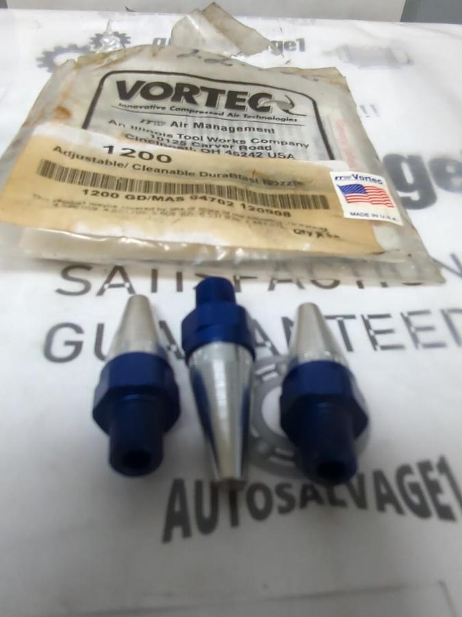 VORTEC DURABLAST,1200, ADJUSTABLE CLEANABLE AIR NOZLES  1/8 INCH NPT LOT OF 3