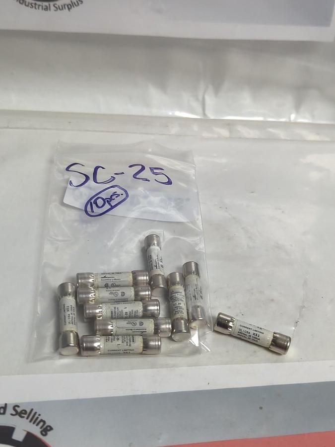 Used COOPER BUSSMANN,SC-25,GENERAL PURPOSE 25 AMP FUSE LOT OF 10 PRE-OWNED