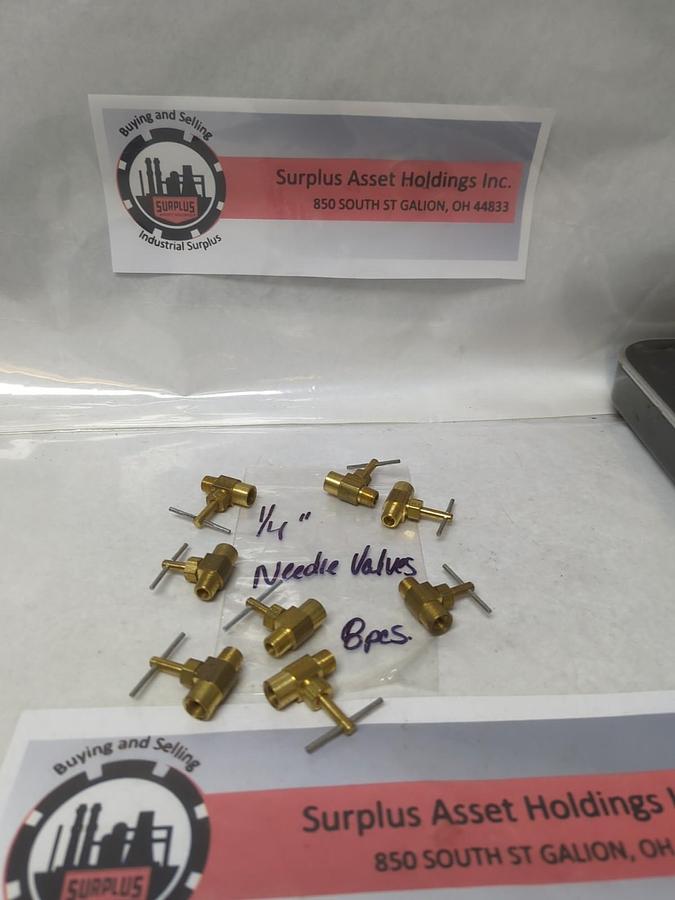 UNBRANDED,1/4 INCH,BRASS NEEDLE VALVE LOT OF 8 NOS