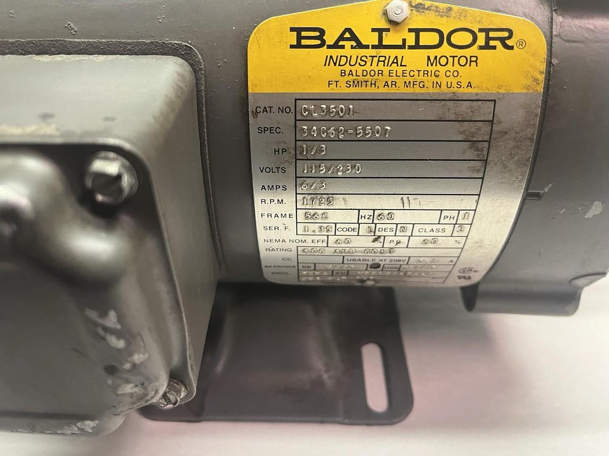 Used BALDOR,CL3501,ELECTRIC MOTOR 1/3HP 1725RPM 1PH 56C