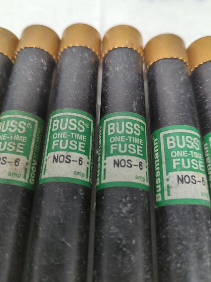 Used COOPER BUSSMANN,NOS6,ONE-TIME 6 AMP FUSE LOT OF 6 PRE-OWNED
