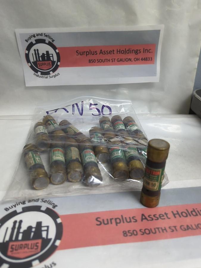 Used COOPER BUSSMANN,FRN-50,FUSETRON FUSE 50 AMP LOT OF 15 PRE-OWNED