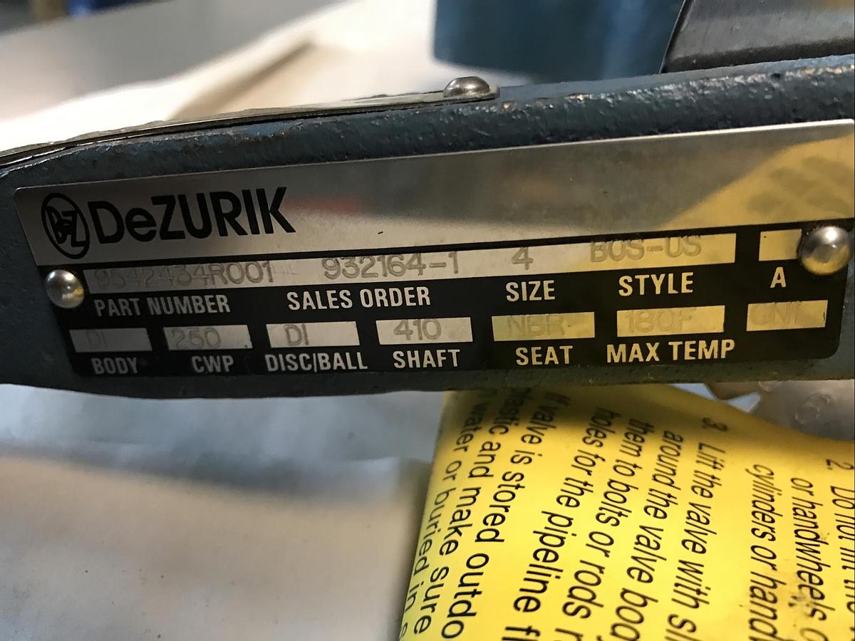 DeZurik,9542434R001,Lever Control 40001993 DI 4" Butterfly Valve