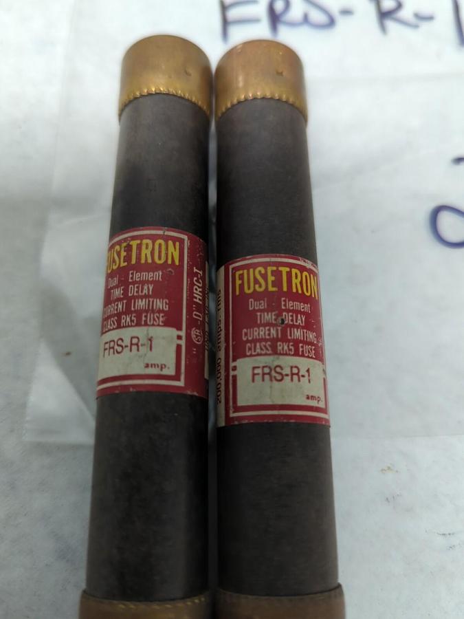 Used COOPER BUSSMANN,FRS-R-1,FUSETRON 1 AMP FUSE LOT OF 2 PRE-OWNED