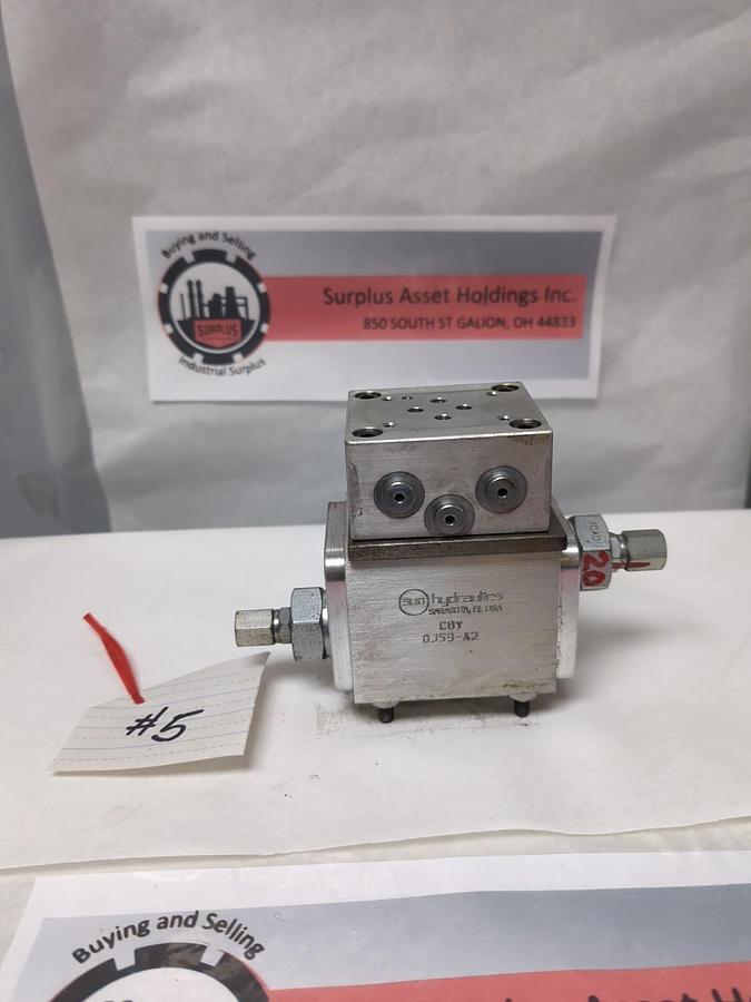 Used SUN HYDRAULICS,CBY,MANIFOLD OJ59-A2+ WITH RPG-TAN CARTRIDGE VALVES PRE-OWNED