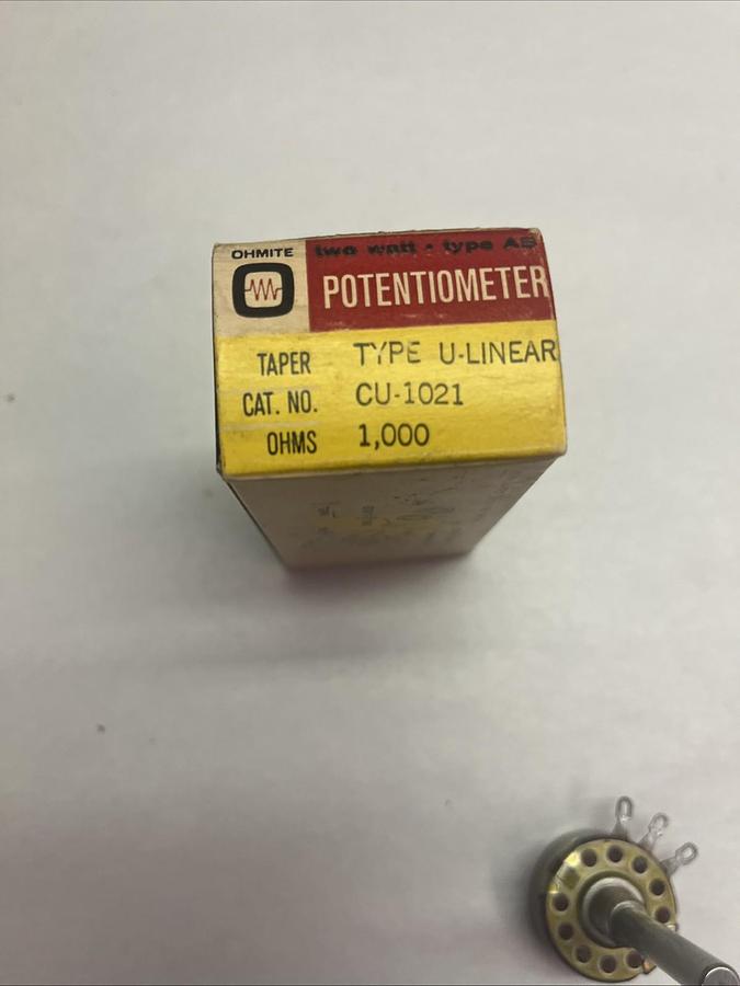 Used OHMITE,CU-1021,TYPE AB 2 WATT U-LINEAR 1 OHMS POTENTIOMETER