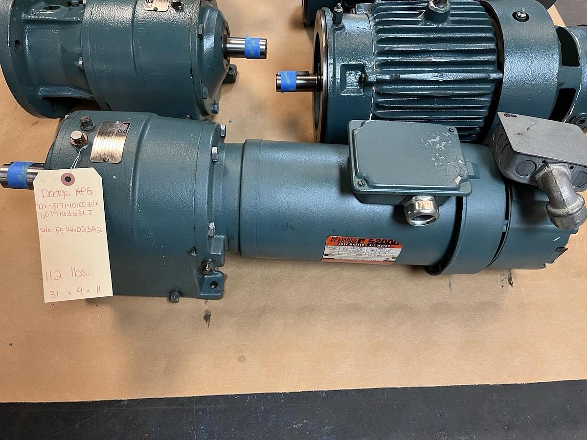 Used DODGE,FE-146DG3A2,GEAR REDUCER 17.1  RELIANCE BRAKE MOTOR 3HP 1725RPM FE146P