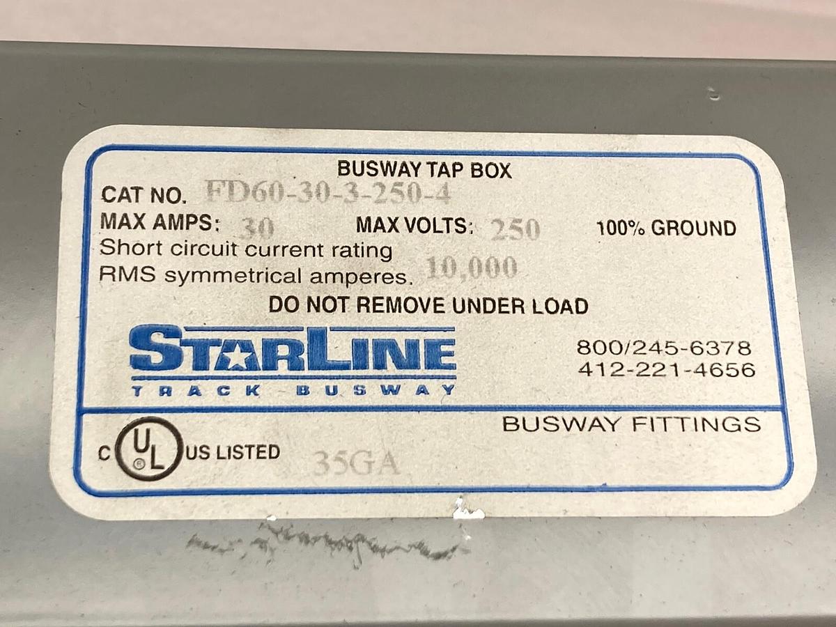 Used Starline,FD60-30-3-250-4,Busway Tap Box 30A 250V