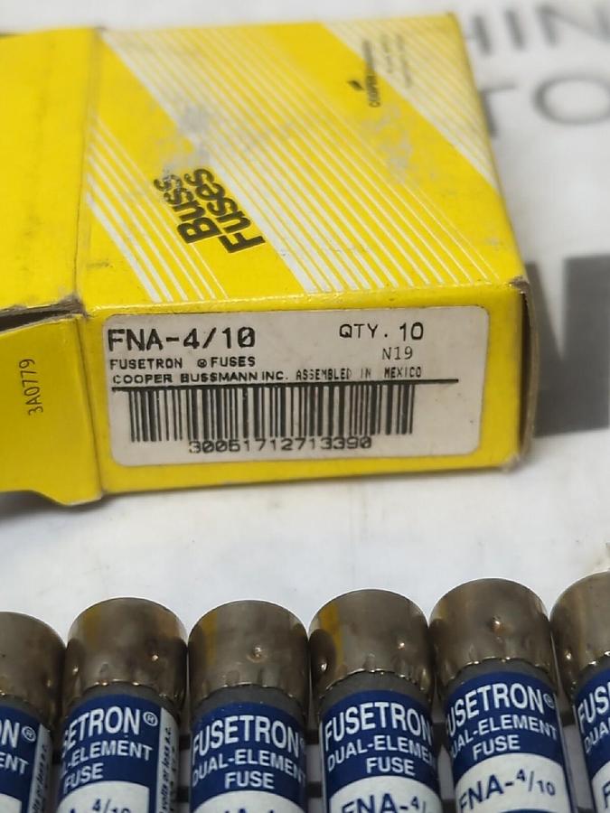 COOPER BUSSMANN,FNA-4/10,4/10 AMP FUSETRON FUSES BOX OF 10 NEW