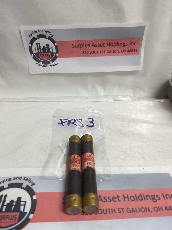 Used COOPER BUSSMANN,FRS-3,FUSETRON 3 AMP FUSE LOT OF 2 PRE-OWNED
