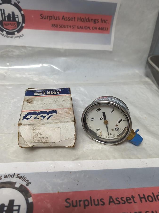 AMETEK USG,153255,GAUGE 2-1/2 IN FACE 1/4 IN NPT BOTTOM CONNECTION 1000PSI NOS